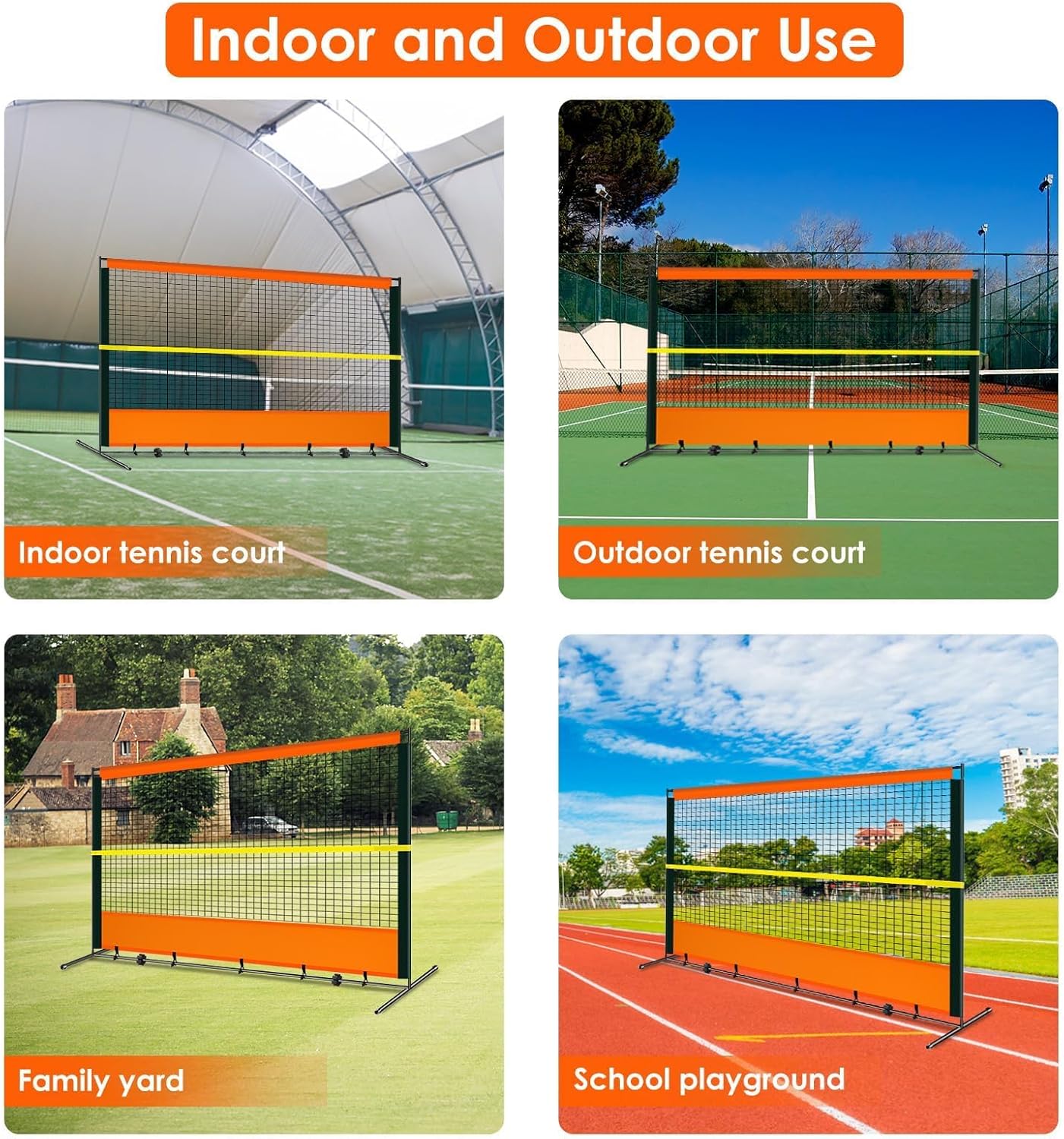 ORIENGEAR Tennis Rebound Practice Wall - 12ft x 6ft Rebounder Net for Racquet Sports, Ball & Pickleball, Training Backboard for Court Backyard and Indoor & Outdoor Use - Tennis Mindset