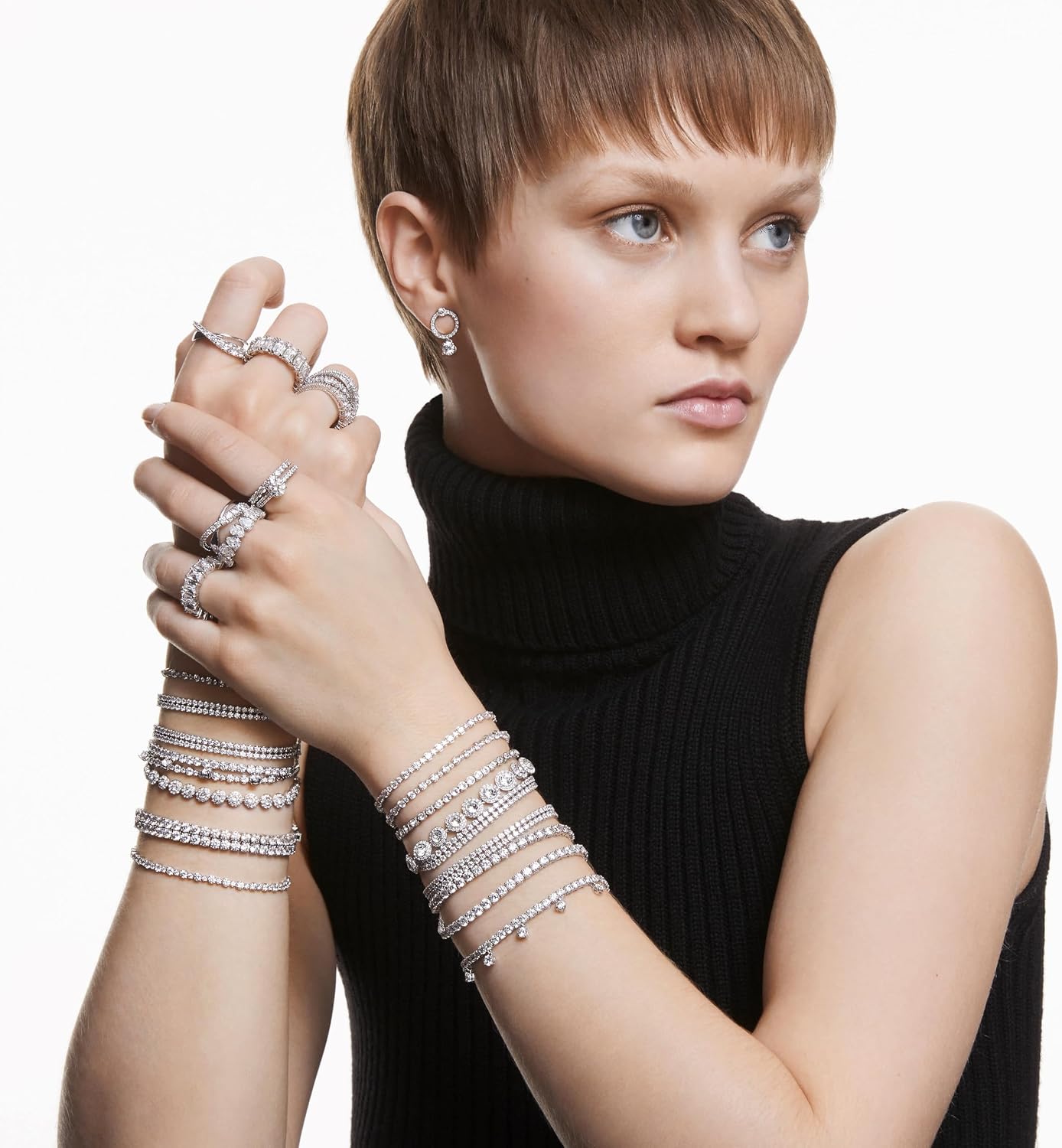 Swarovski Una Angelic Bracelet with White Crystals on a Rhodium Plated Setting