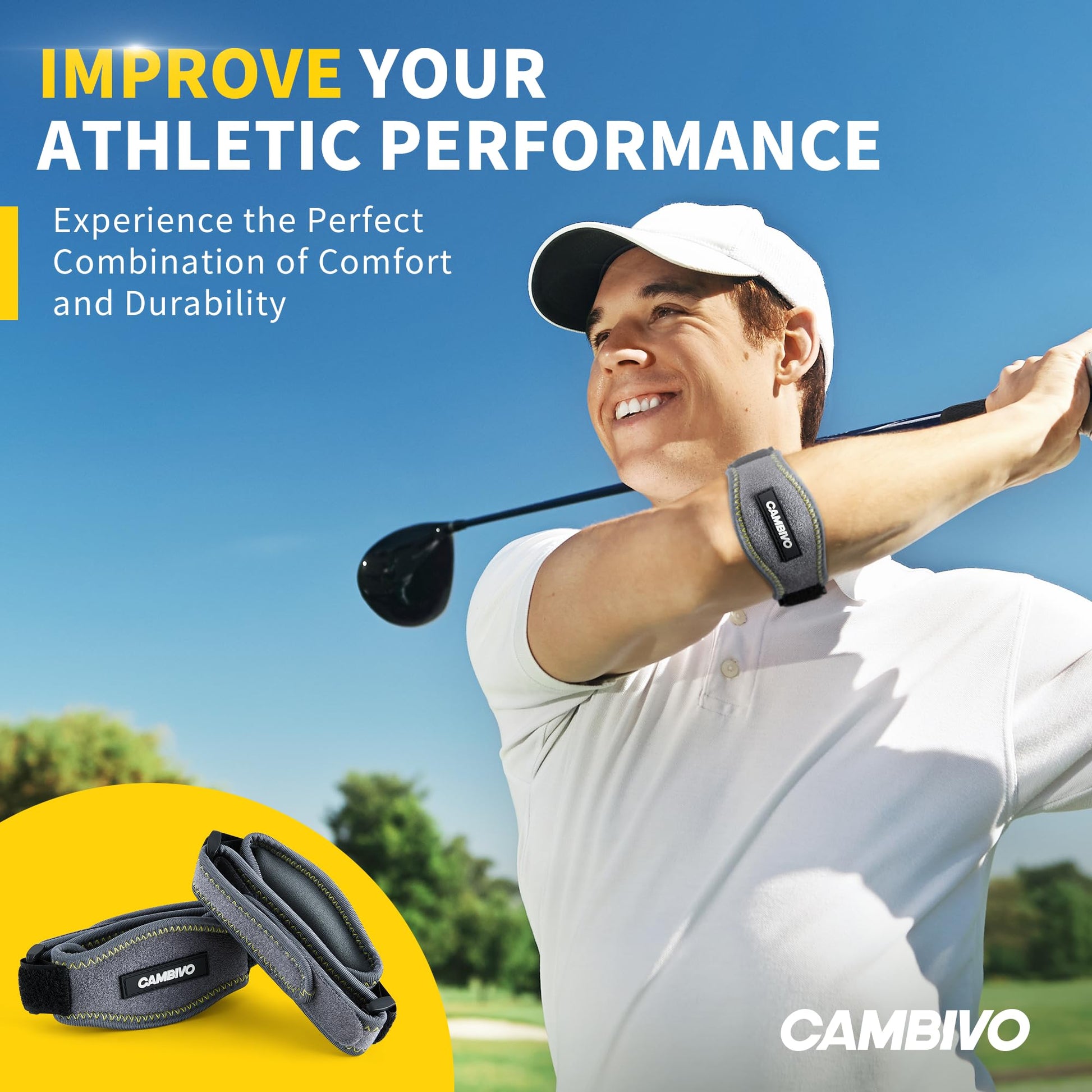 CAMBIVO 2 Pack Tennis Elbow Brace Strap for Tendonitis, Black - Tennis Mindset