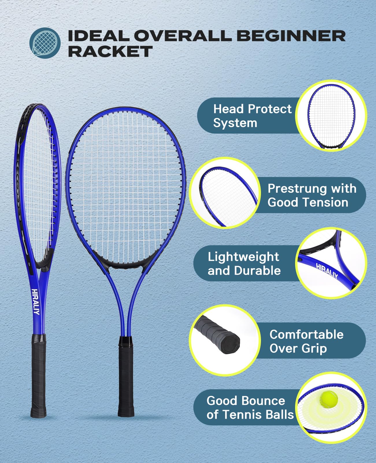 HIRALIY 27-Inch Tennis Racket for Adults with Ball and Carry Bag - Tennis Mindset