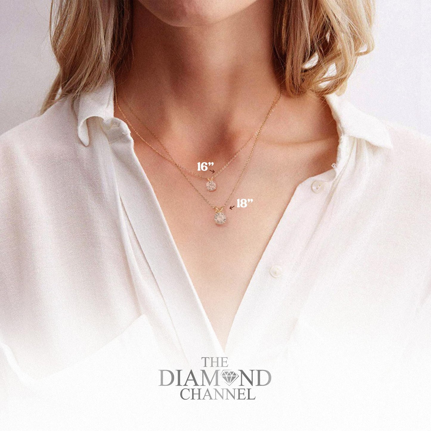 The Diamond Channel Certified LAB GROWN 0.25-4.00ct Diamond Necklace for Women, 14 Karat Solid Gold 4-Prong Necklace, Gold Diamond Necklace For Women(16 + 2 Inch Extender) - Tennis Mindset