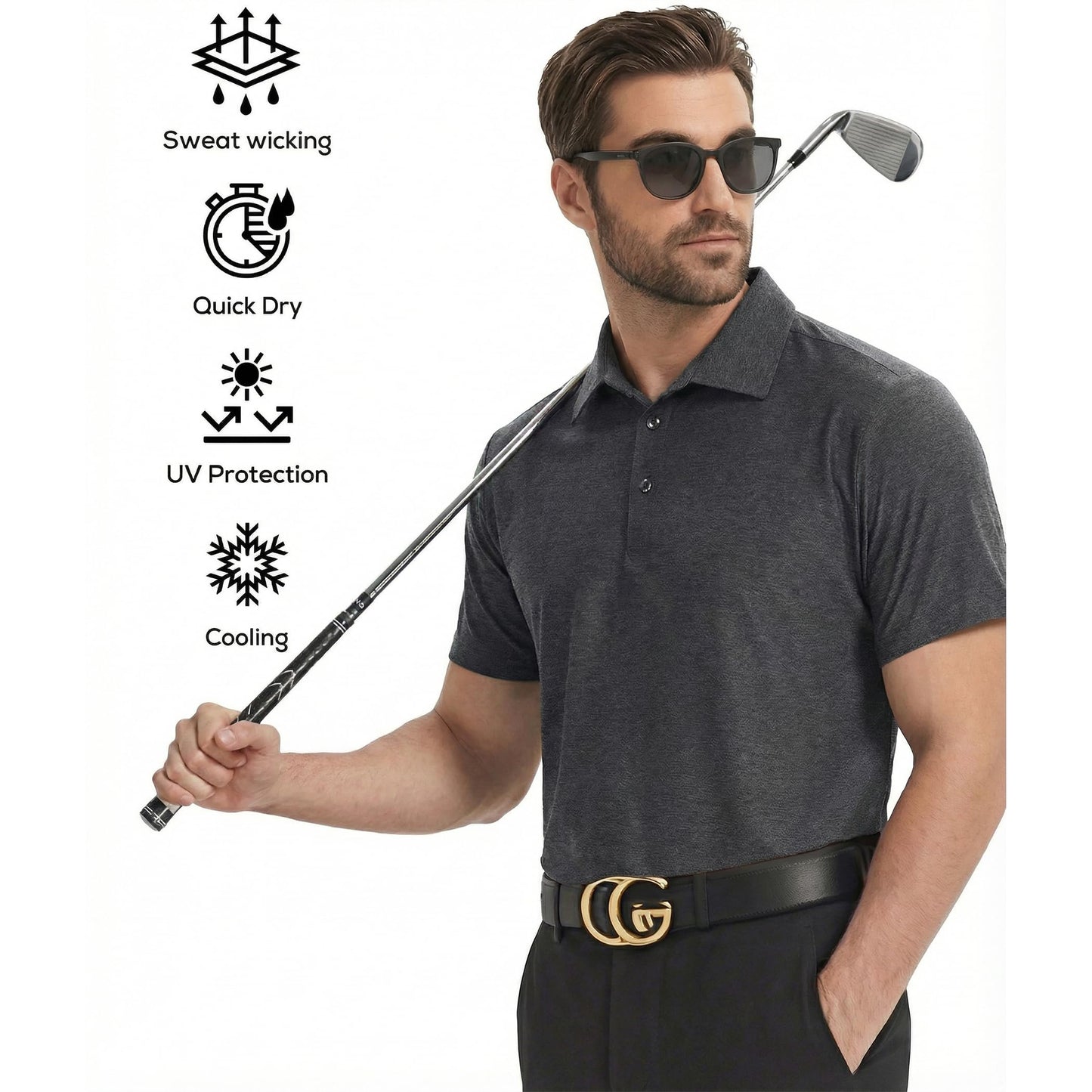 5 Pack Men's Polo Shirts Short Sleeve Golf T Shirt Performance Casual - Tennis Mindset