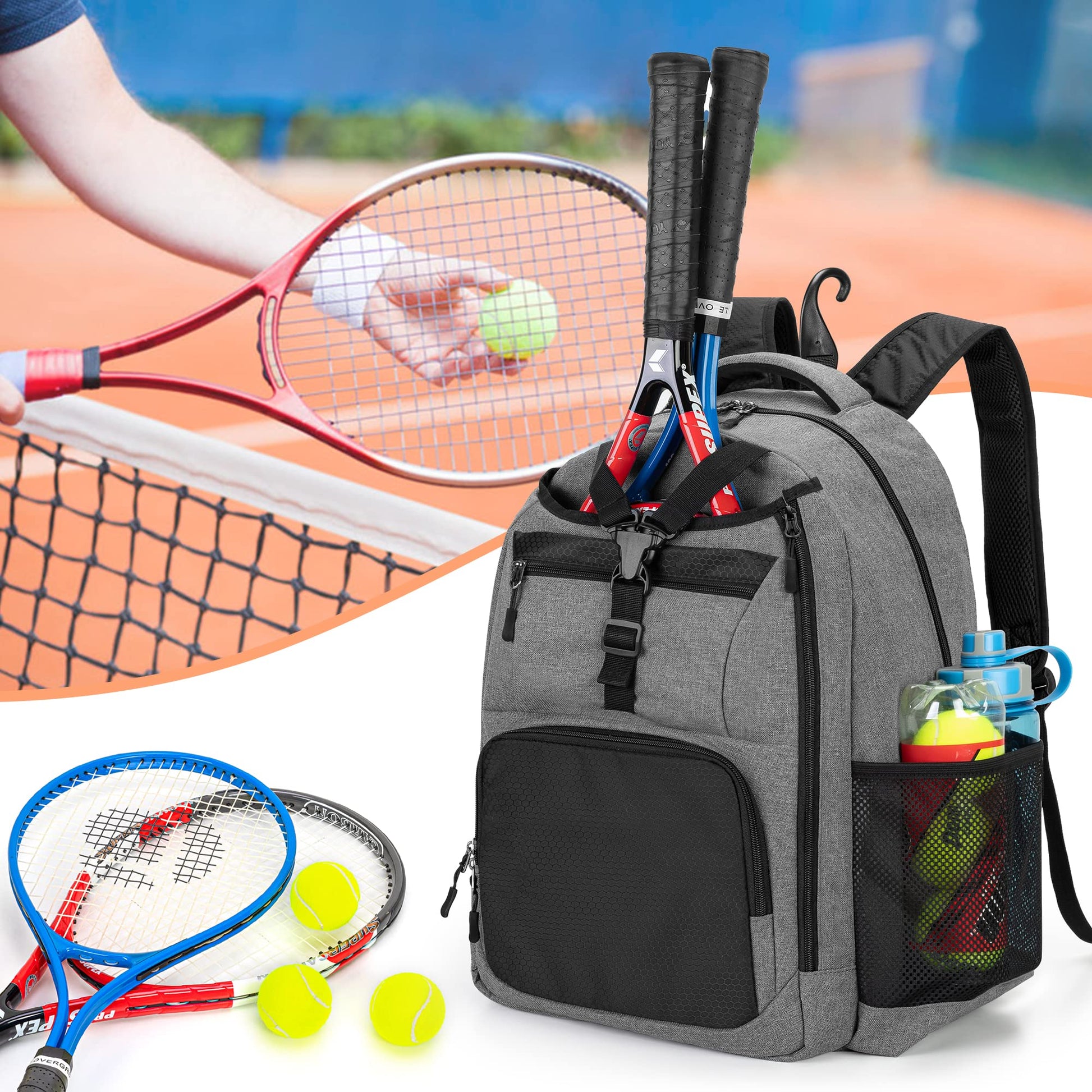 DSLEAF Tennis Bag for Men/Women, Tennis Backpack Holds 2 Rackets and Shoes - Tennis Mindset