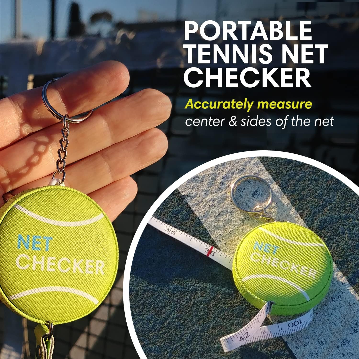 Scoring Right Net Checker Tennis Net Height Measuring Tape and Keyring - Tennis Mindset