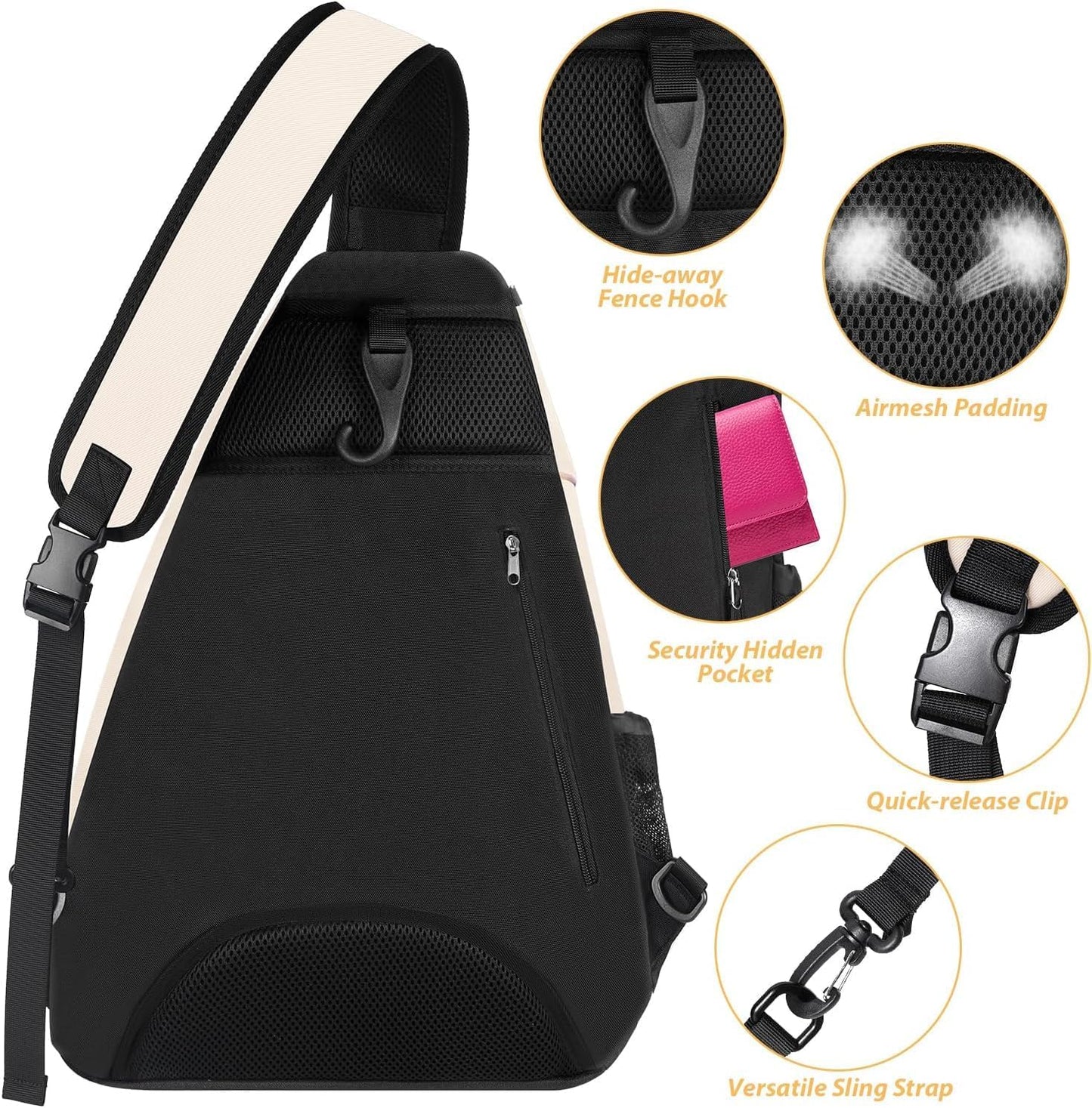 Ytonet Tennis Bag, Tennis Sling Backpack Crossbody for Men Women - Tennis Mindset