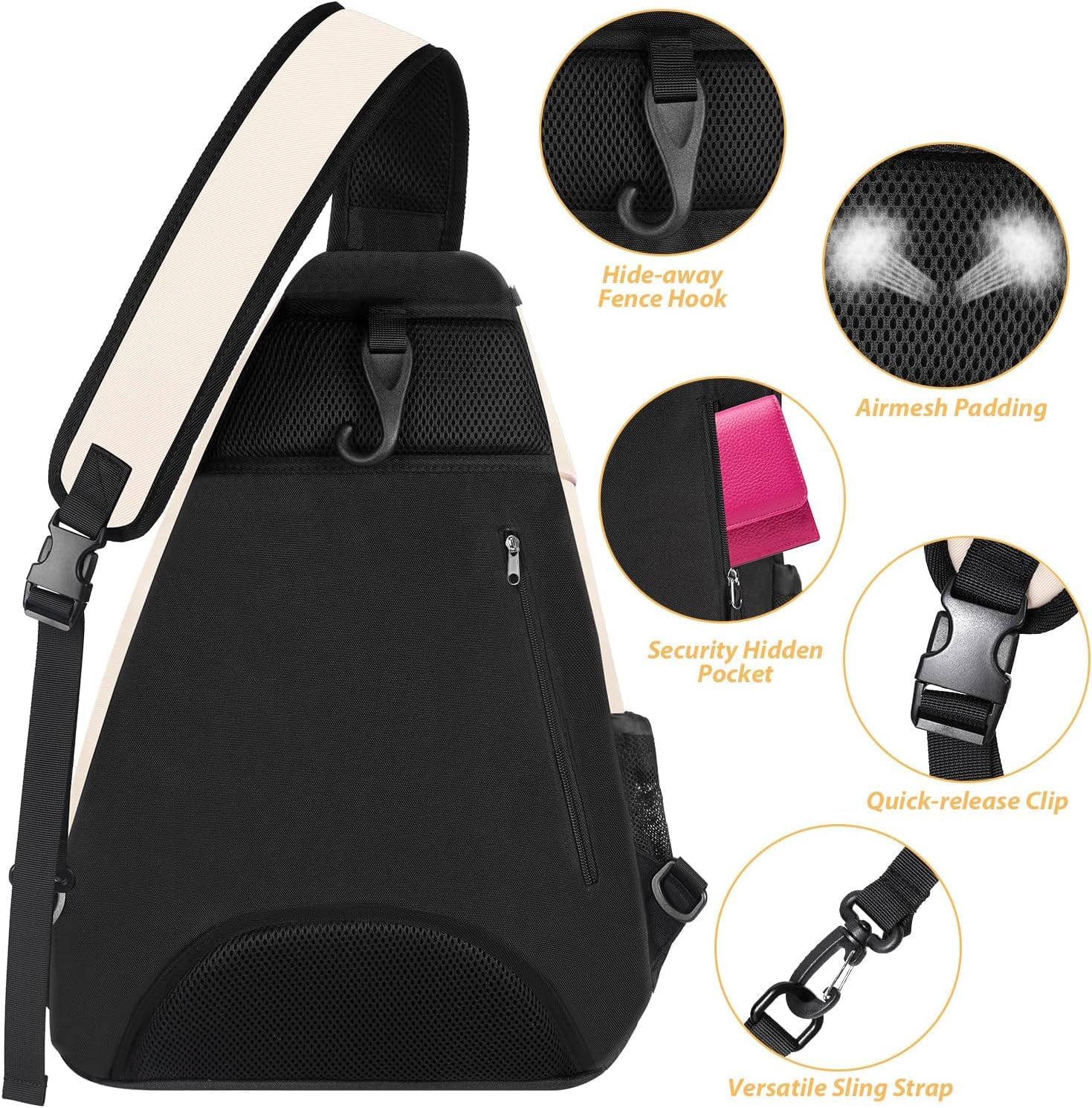 Ytonet Tennis Bag, Tennis Sling Backpack Crossbody for Men Women - Tennis Mindset