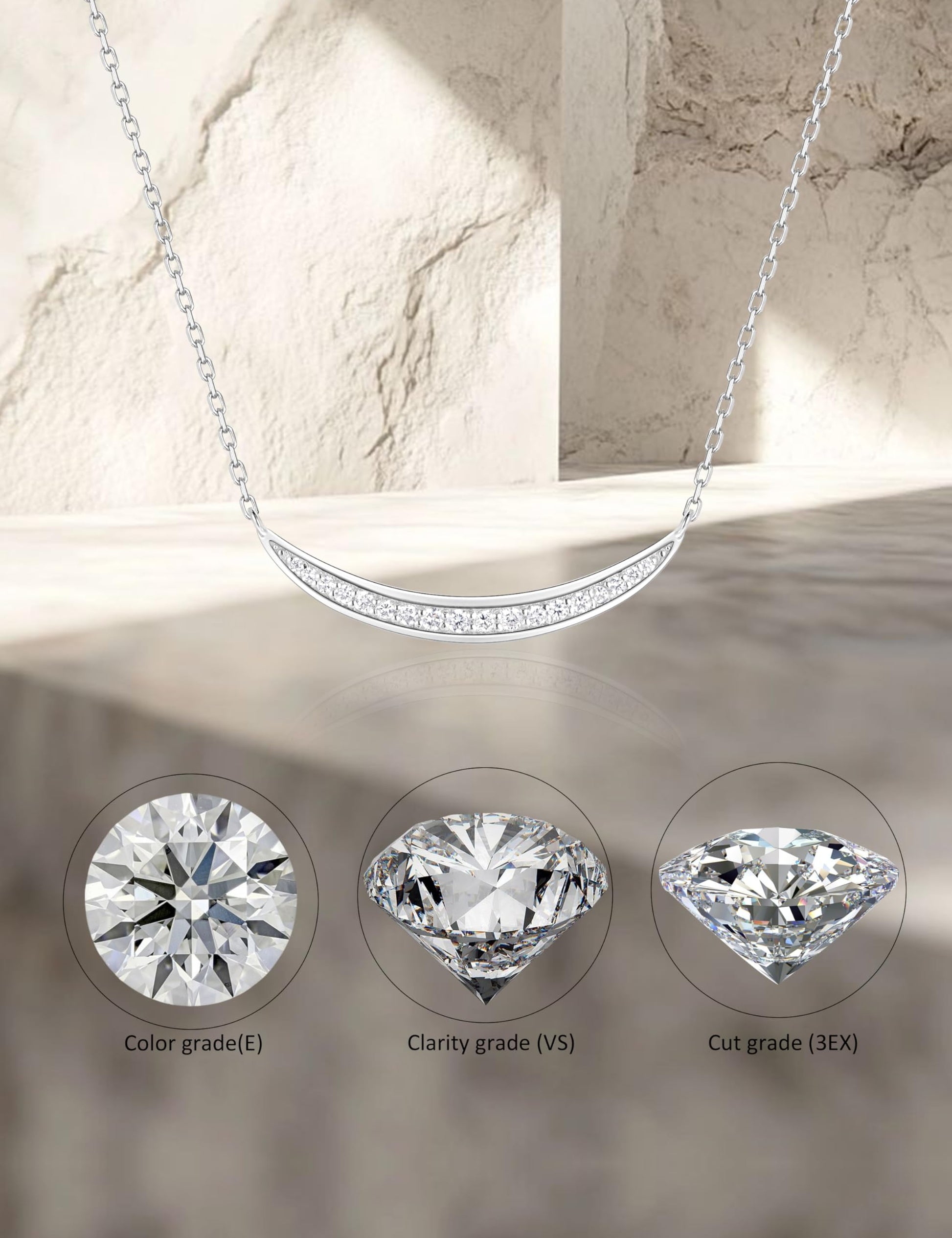 Sterling Silver Lab Grown Diamond Necklace for Women, 18 inch - Tennis Mindset