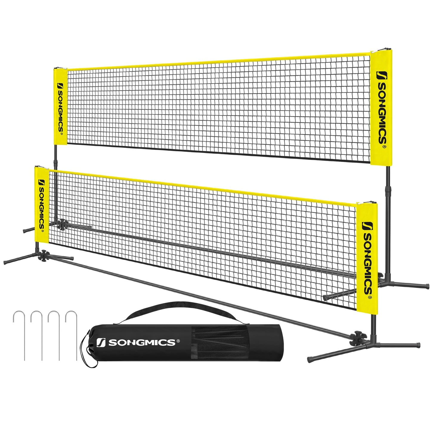 SONGMICS Badminton Net, Height Adjustable Volleyball Net, Pickleball Net for Junior Tennis, Kids, Indoor Outdoor Court, Foldable Nylon Net with Poles 10ft/13ft/16.5ft Wide - Tennis Mindset