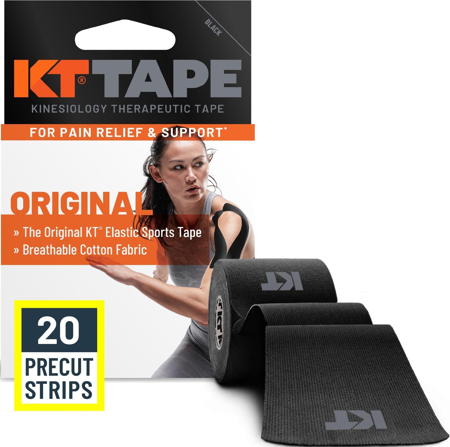 KT Tape, Original Cotton, Elastic Kinesiology Athletic Tape, 20 Count, 10” Precut Strips, Purple - Tennis Mindset