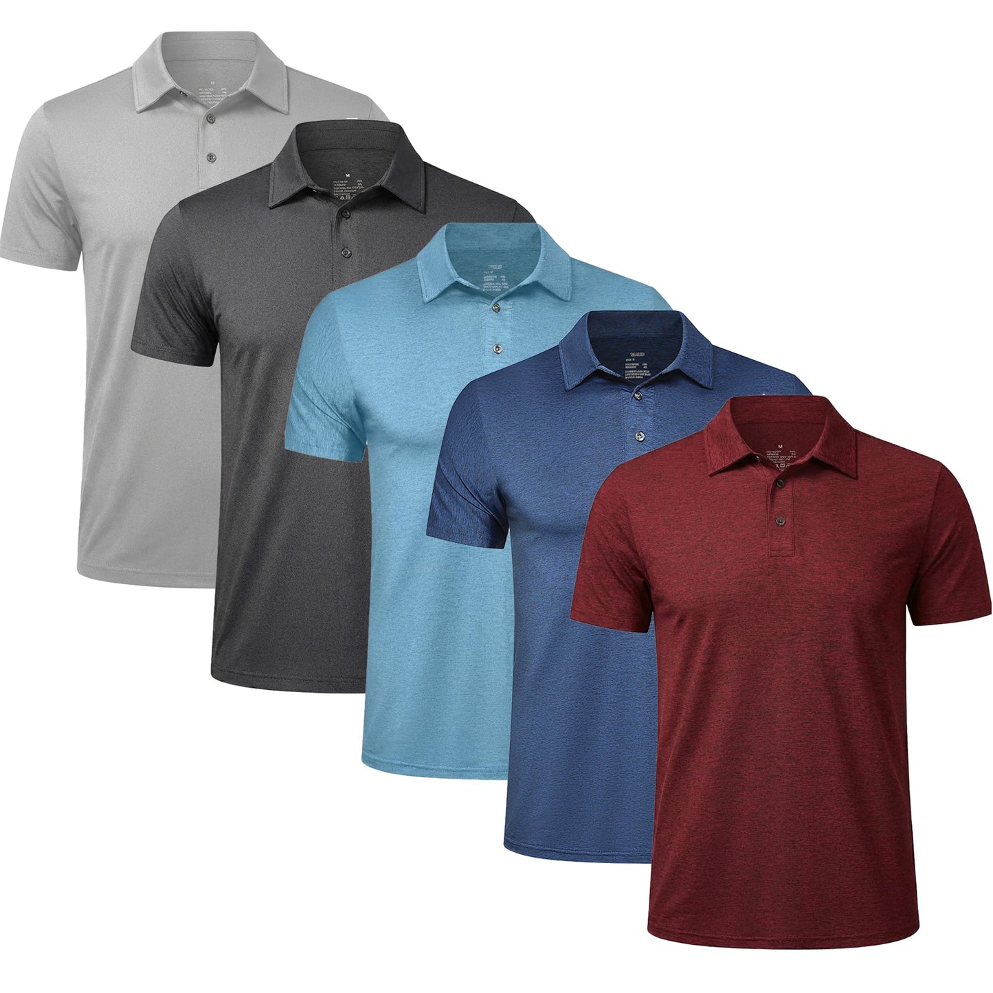 5 Pack Men's Polo Shirts Short Sleeve Golf T Shirt Performance Casual - Tennis Mindset