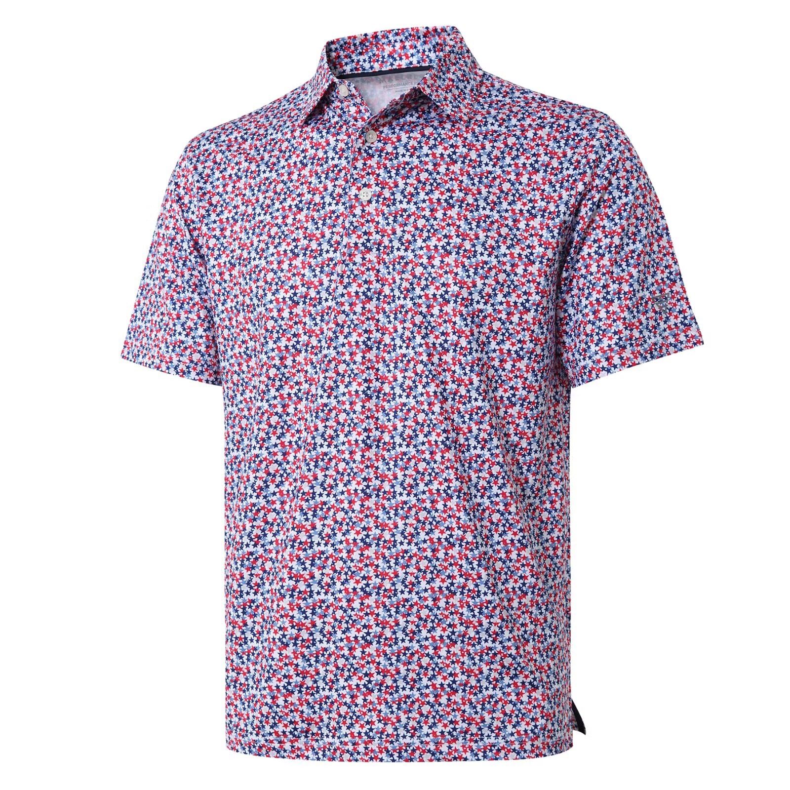 Golf Shirts for Men Dry Fit Short Sleeve Print Performance Moisture Wicking Polo Shirt - Tennis Mindset