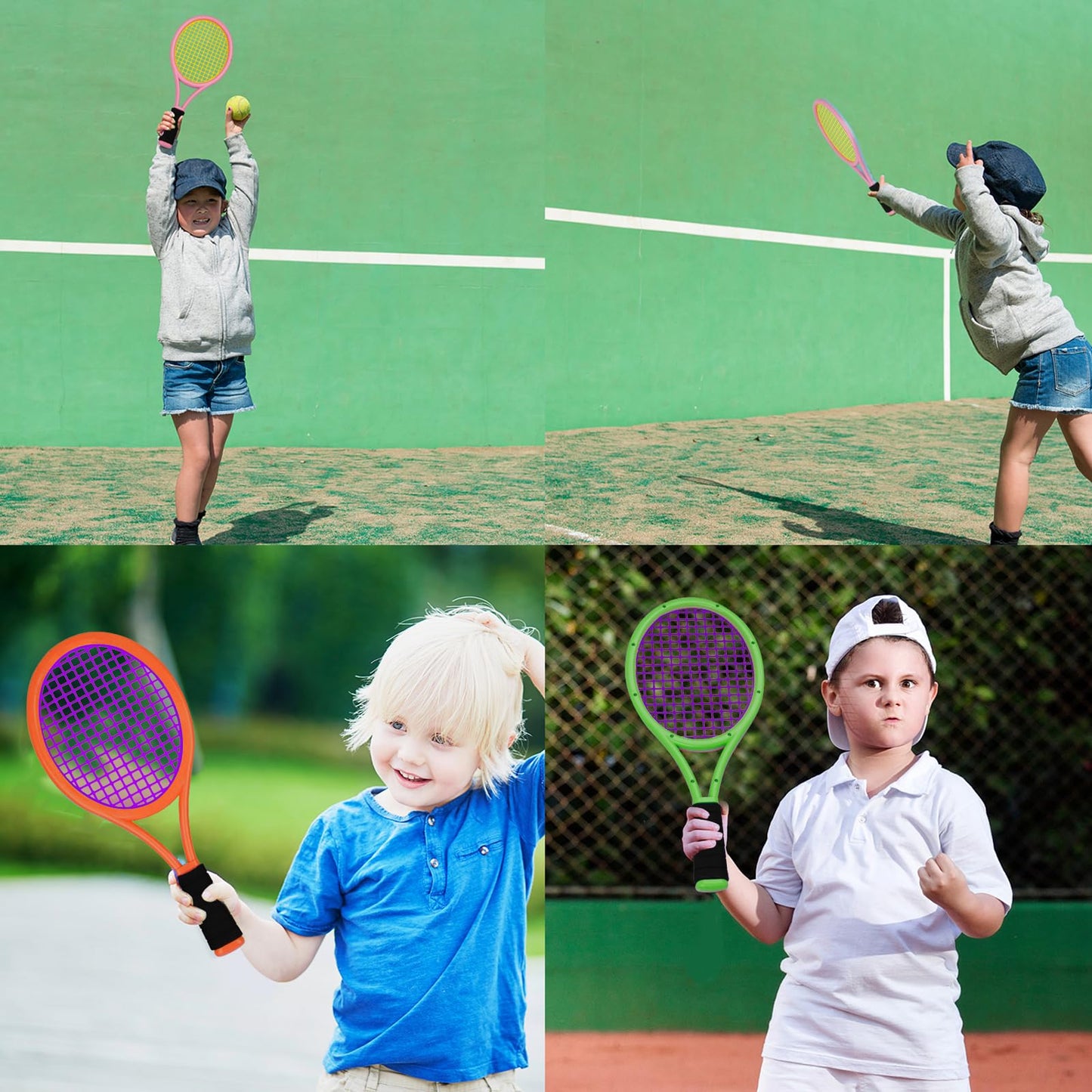 Kids Tennis Racket,17 Inch Plastic Tennis Racket with 2 Soft Balls,2 Tennis Balls and 4 Shuttlecocks for Kid,Toddler Outdoor/Indoor Sport Play - Tennis Mindset