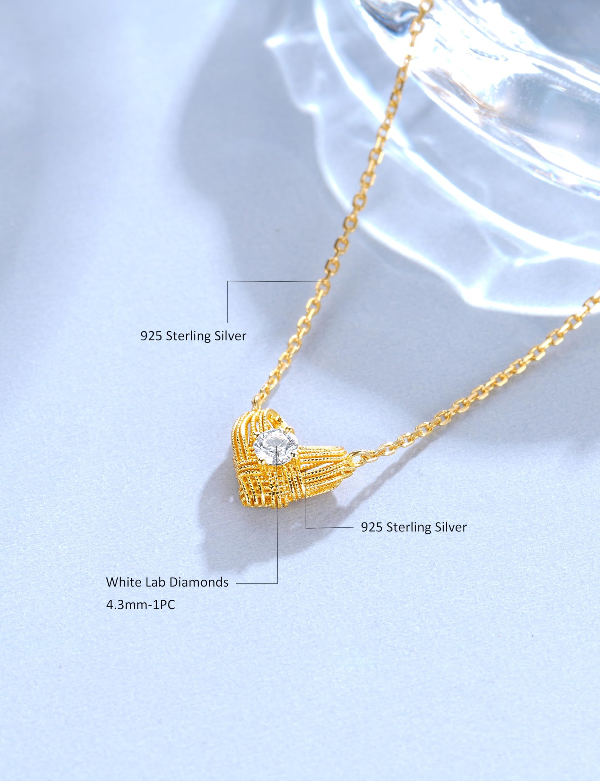 Sterling Silver Lab Grown Diamond Necklace for Women, 18 inch - Tennis Mindset
