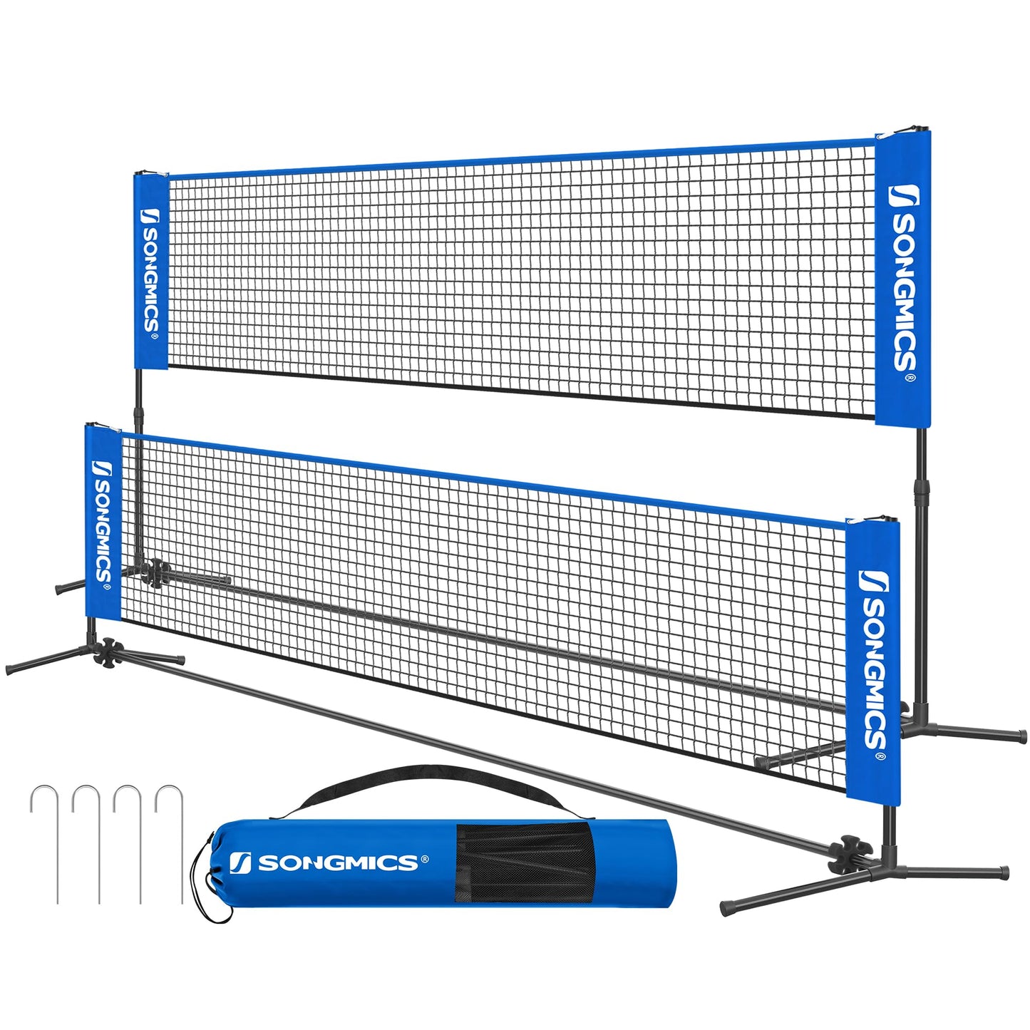 SONGMICS Badminton Net, Height Adjustable Volleyball Net, Pickleball Net for Junior Tennis, Kids, Indoor Outdoor Court, Foldable Nylon Net with Poles 10ft/13ft/16.5ft Wide - Tennis Mindset