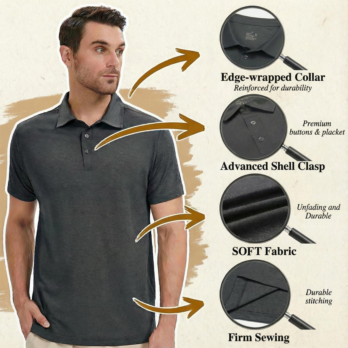 5 Pack Men's Polo Shirts Short Sleeve Golf T Shirt Performance Casual - Tennis Mindset