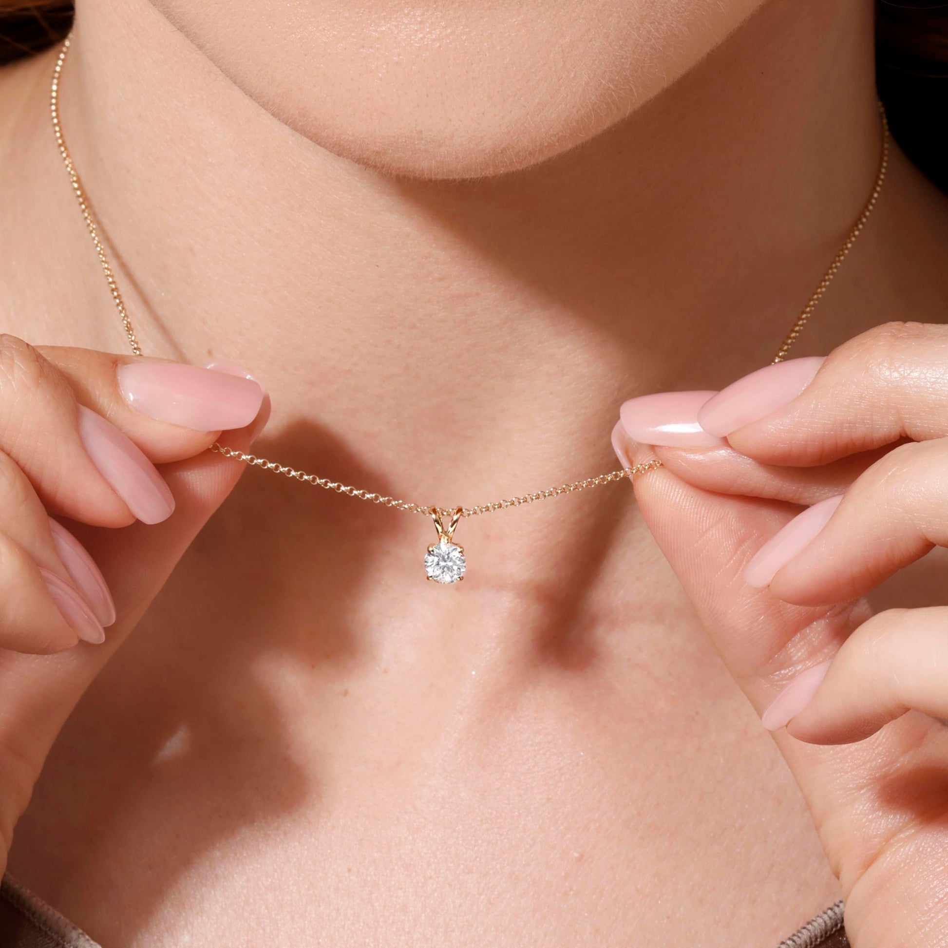 14K Yellow/White Gold Pendant Necklace With 0.50-1.00 TCW Lab Grown Diamond in Pear/Round Shape (E-F Color, VVS-VS), Adjustable Length from 15"-16.5", IGI Certified, Necklaces For Women, Gift For Her - Tennis Mindset