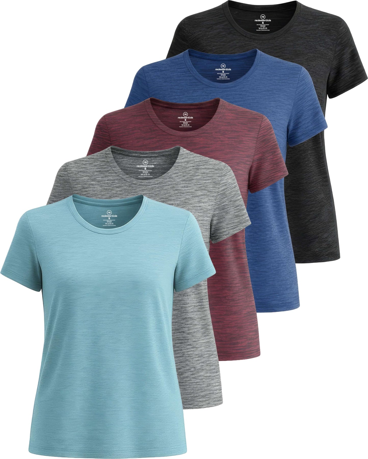 5 Pack Women's Dry Fit Workout Tops Crew Neck T Shirts Athletic Gym Tees