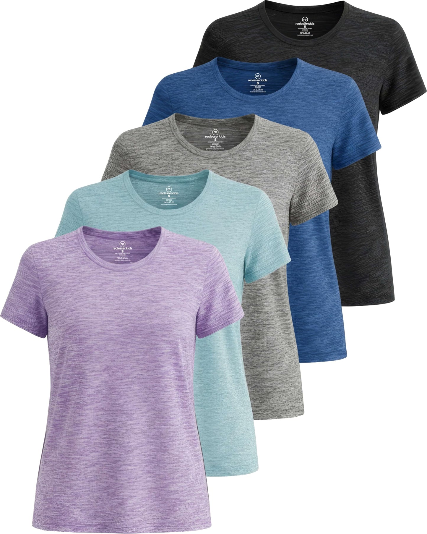 5 Pack Women's Dry Fit Workout Tops Crew Neck T Shirts Athletic Gym Tees
