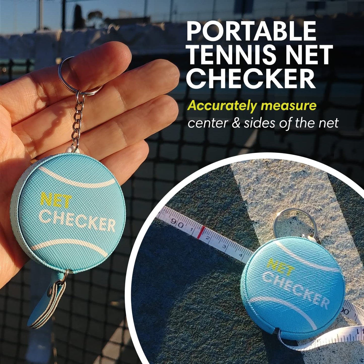 Scoring Right Net Checker Tennis Net Height Measuring Tape and Keyring - Tennis Mindset