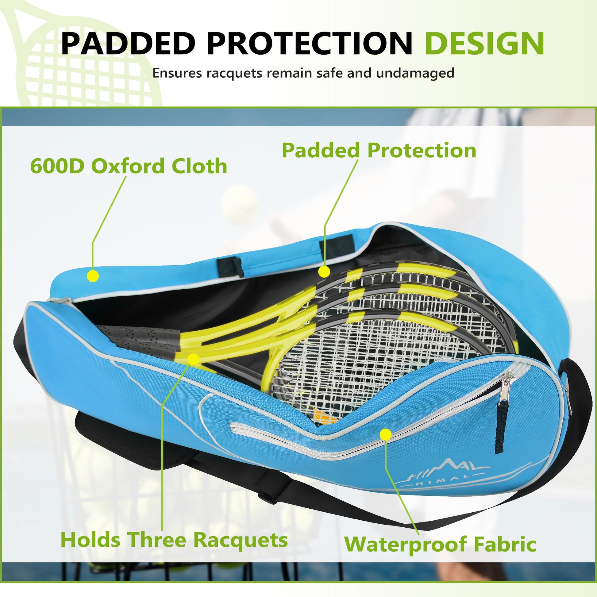 Himal Outdoors 3 Racquet Tennis Bag Tennis Racket Bag for Men Women - Tennis Mindset