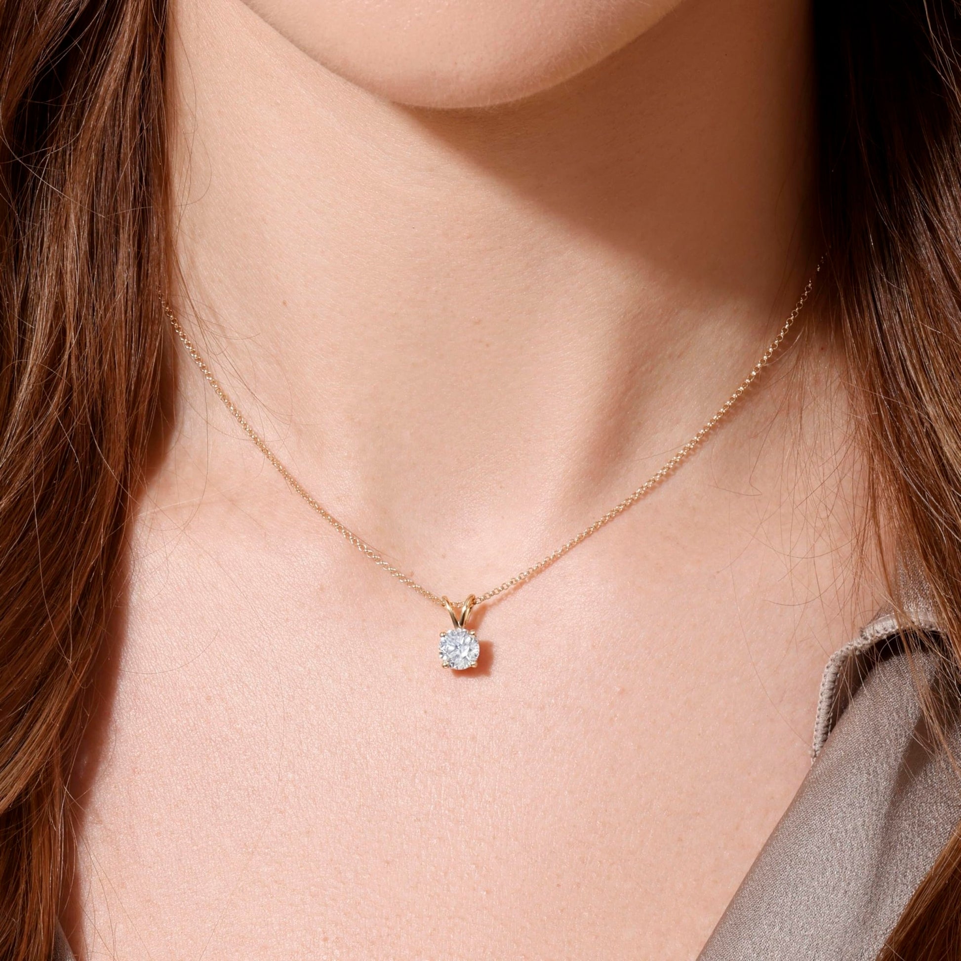14K Yellow/White Gold Pendant Necklace With 0.50-1.00 TCW Lab Grown Diamond in Pear/Round Shape (E-F Color, VVS-VS), Adjustable Length from 15"-16.5", IGI Certified, Necklaces For Women, Gift For Her - Tennis Mindset