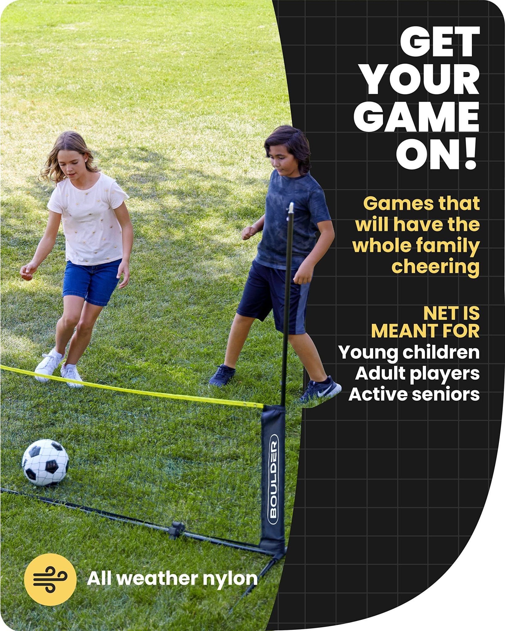 Boulder Portable Badminton Pickleball Net - Foldable/Extendable Poles for Multiple Sports Heights (UP to 5 ft) - Ideal for Tennis, Pickleball, Soccer Tennis - Easy Setup - Tennis Mindset