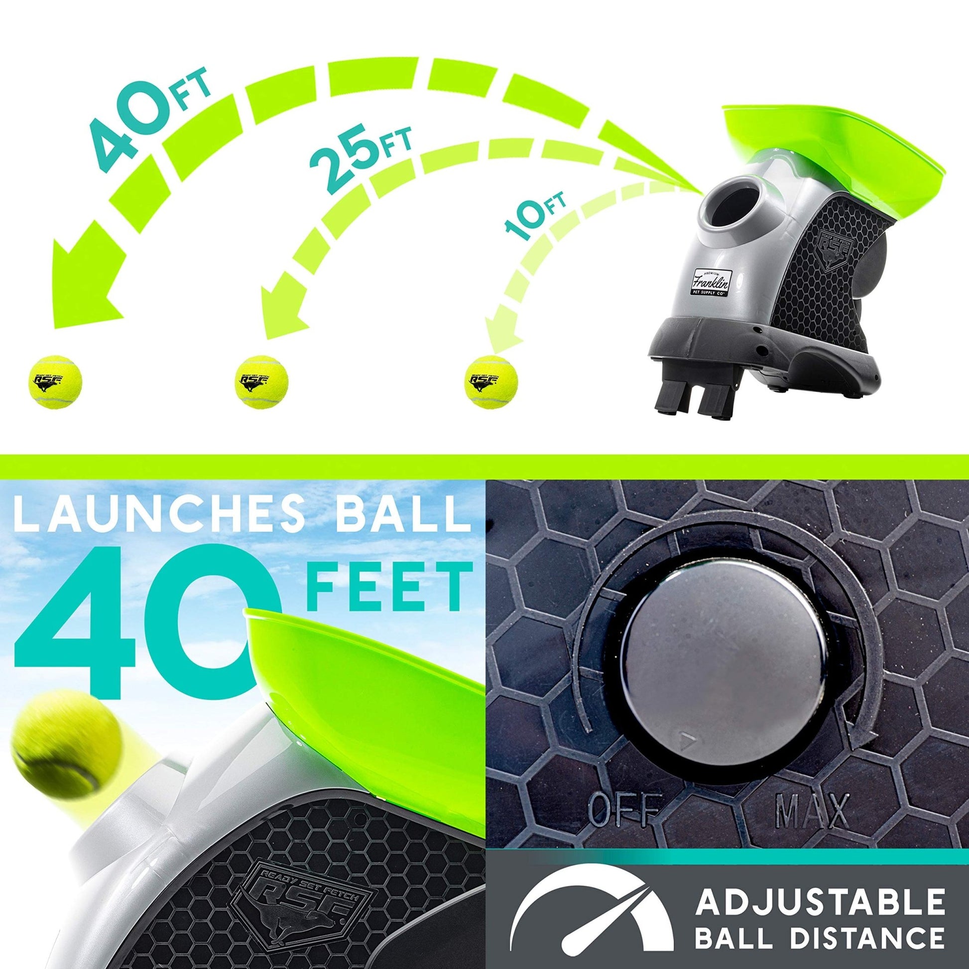 Franklin Sports Ready Set Fetch Automatic Tennis Ball Launcher - Black - Tennis Mindset