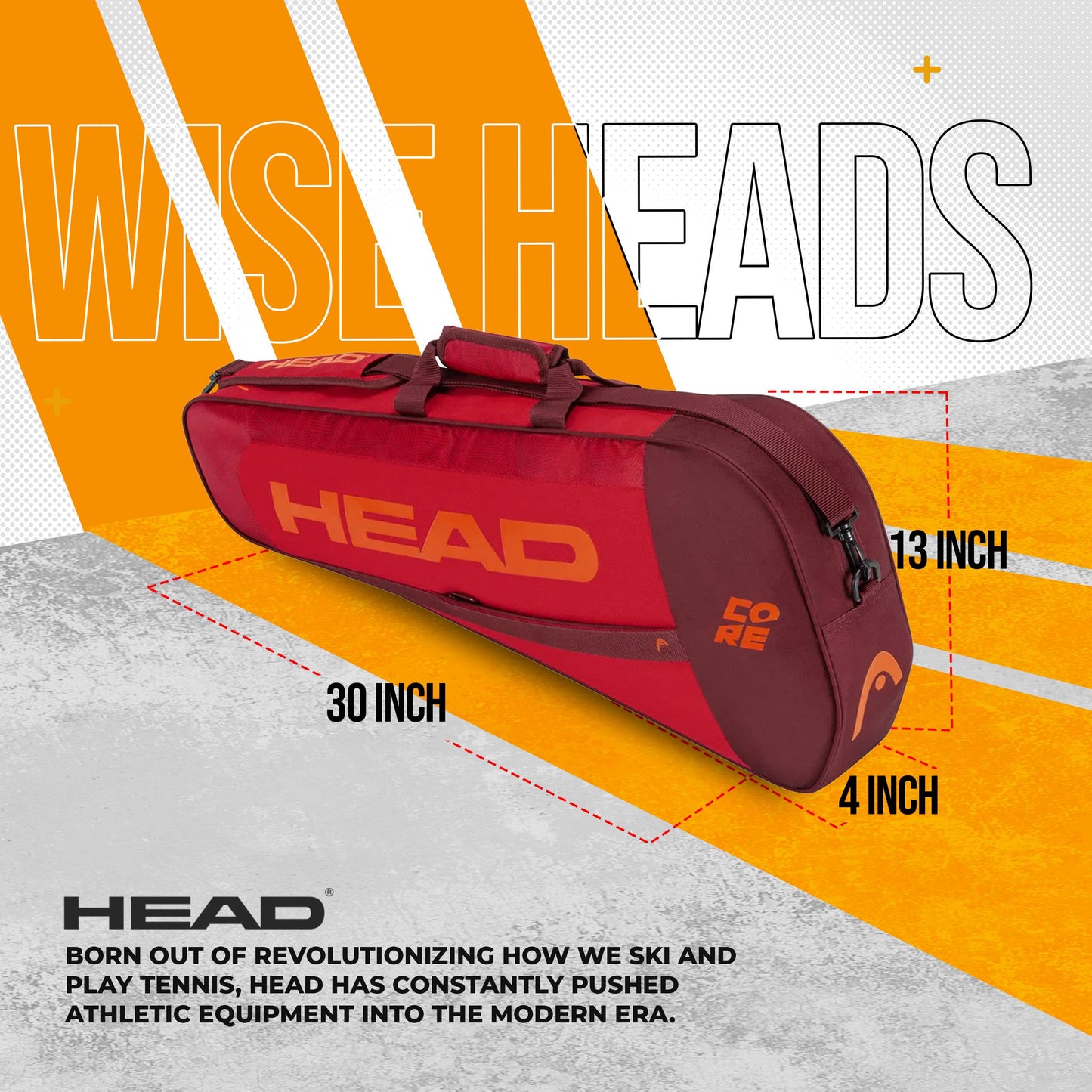 HEAD Core 3R Pro Tennis Racquet Bag - Holds 3 Racquets, Adjustable Strap - Tennis Mindset