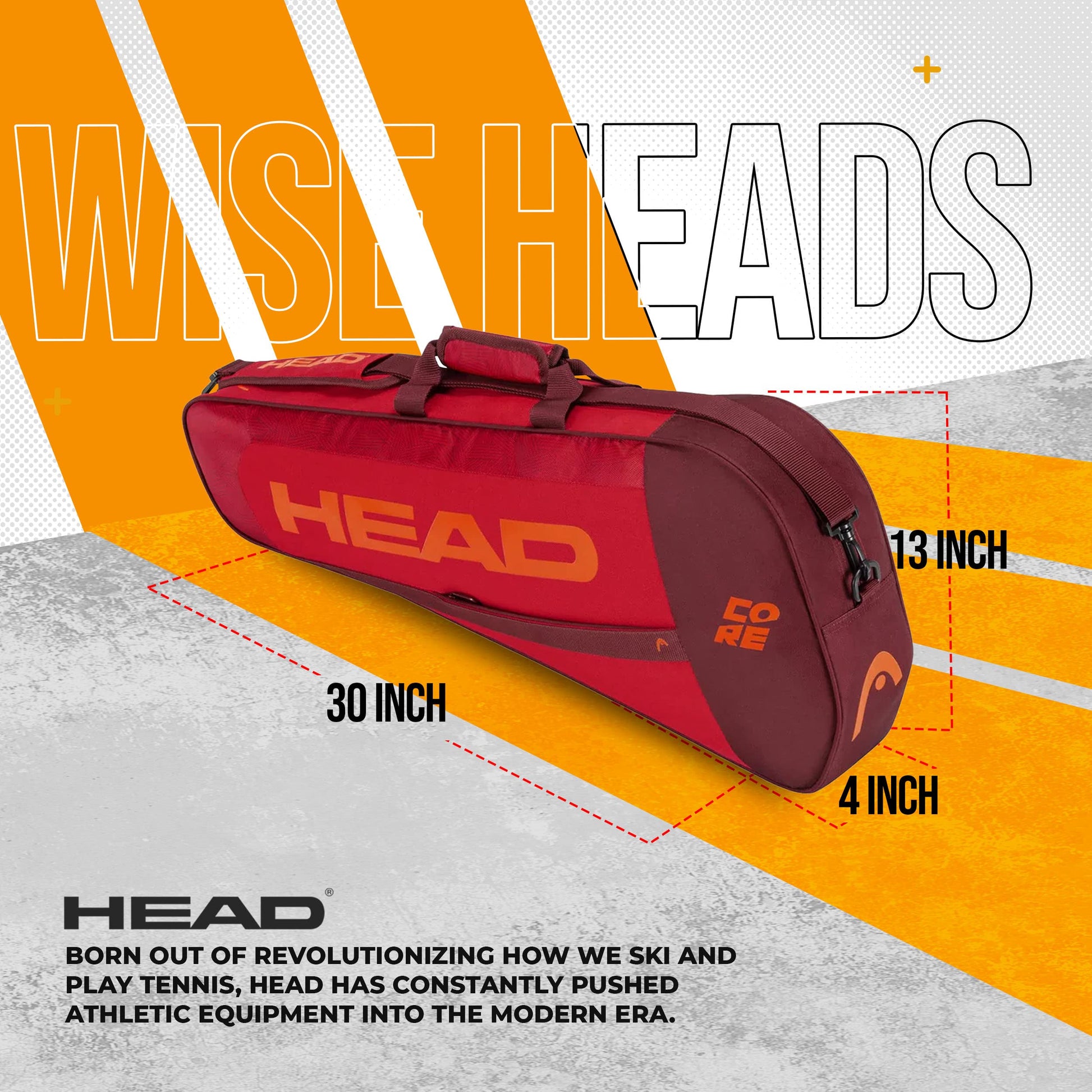 HEAD Core 3R Pro Tennis Racquet Bag - Holds 3 Racquets, Adjustable Strap - Tennis Mindset
