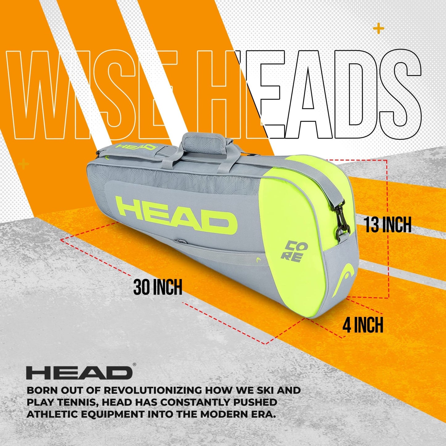 HEAD Core 3R Pro Tennis Racquet Bag - Holds 3 Racquets, Adjustable Strap - Tennis Mindset