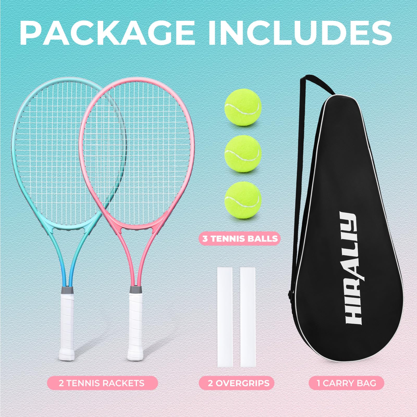 HIRALIY 27-Inch Tennis Racket for Adults with Ball and Carry Bag - Tennis Mindset