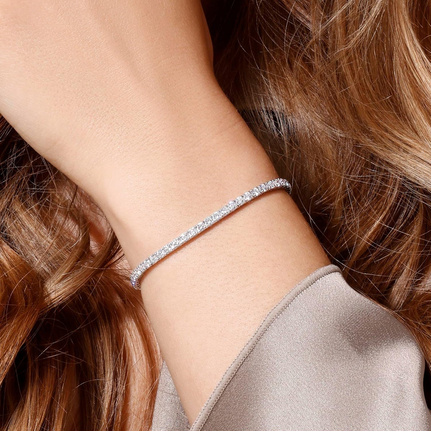 14K White Gold Tennis Bracelet With 3.00-5.00 TCW Lab Grown Diamond, 6.5"/7" Length, IGI Certified, Classic Diamond Bracelet, 4 Prong (E-F Color, VVS-VS), Tennis Bracelet For Women, Fine Jewelry